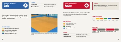 Pages 4–5 of Class overview for a martial arts club – 12 pages