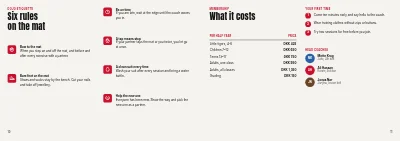 Pages 10–11 of Class overview for a martial arts club – 12 pages