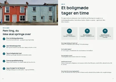 Side 6–7 af Rådgivningsbrochure om boliglån for pengeinstitut – 8 sider