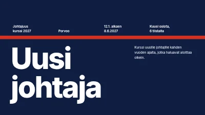 Johtamisen kehittäminen — kurssi uusille esihenkilöille
