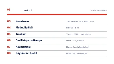 Sivu 2 – Johtamisen kehittäminen — kurssi uusille esihenkilöille