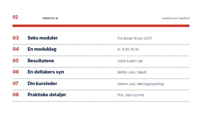 Side 2 av Lederutvikling — kurs for nye ledere