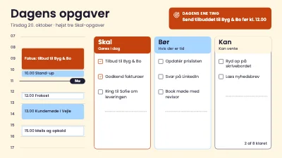 Dagens opgaver