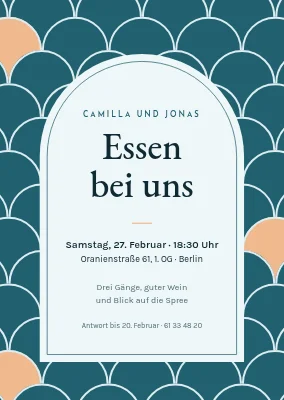 Einladung zum Abendessen mit Wellenmuster — Helsingør
