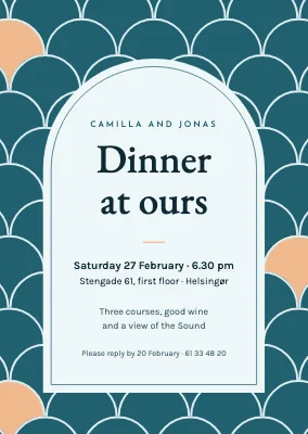 Dinner invitation with a wave pattern — Helsingør