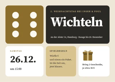 Geschenketausch — Würfeleinladung