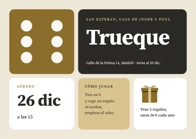 Intercambio de regalos — invitación con dado