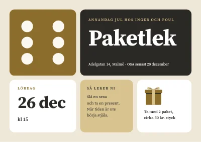 Paketbyte — tärningsinbjudan