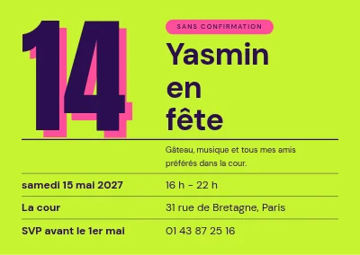 Fête de non-confirmation — 14 géant en vert lime fluo