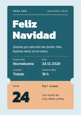 Tarjeta de Navidad — un billete a la Navidad