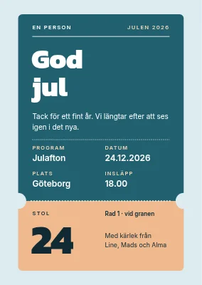Julkort — en biljett till julen