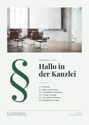Mitarbeiterhandbuch — Anwaltskanzlei
