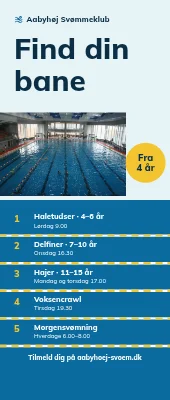 Roll-up til svømmeklub — find din bane