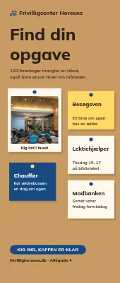Roll-up til frivilligcenter — find din opgave