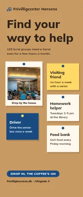 Volunteer centre roll-up — find your way to help