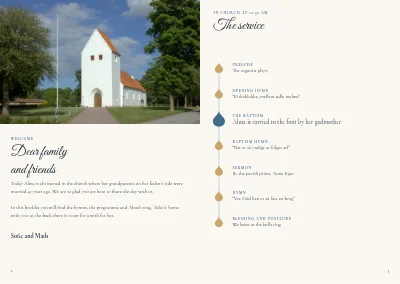 Pages 2–3 of Programme for a christening – 8 pages