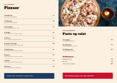 Side 2 af Pizzeriaets takeaway-menu