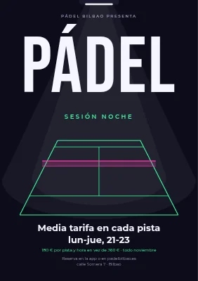 Club de pádel — mitad de precio a última hora de la noche