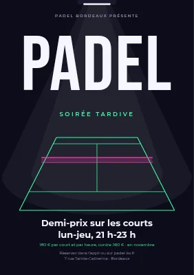 Club de padel — moitié prix en fin de soirée
