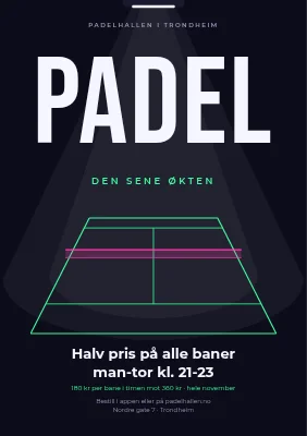 Padelklubb — halv pris sent på kvelden
