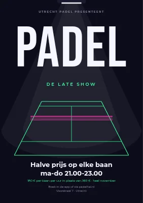 Padelclub — halve prijs laat op de avond