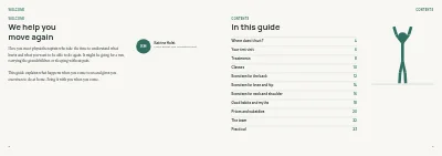 Pages 2–3 of Physiotherapy clinic patient guide – 24 pages