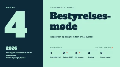 Side 1 af Bestyrelsesmøde — kvartalsmøde