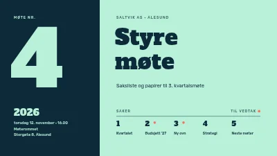 Styremøte — kvartalsmøte
