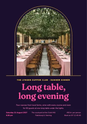 Dinner party — one long table under the lights