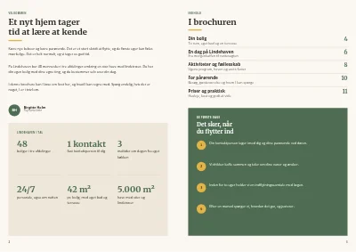 Side 2–3 af Velkomstbrochure for plejecenter – 12 sider