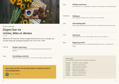 Side 6–7 af Velkomstbrochure for plejecenter – 12 sider
