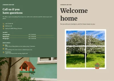 Cover of Welcome brochure for a care home – 12 pages