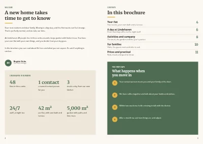 Pages 2–3 of Welcome brochure for a care home – 12 pages