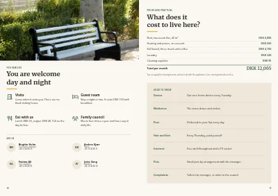 Pages 10–11 of Welcome brochure for a care home – 12 pages