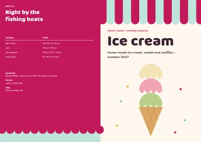 Cover of Ice cream menu for an ice cream parlour – 8 pages