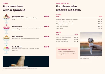Pages 6–7 of Ice cream menu for an ice cream parlour – 8 pages