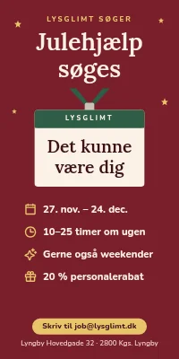 Dørplakat til butik — julehjælp søges