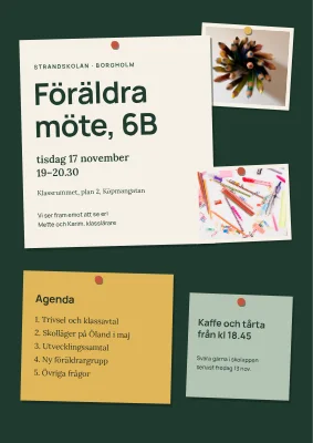 Föräldramöte i Aalborg — anslagstavla