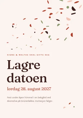 Lagre datoen — bohemsk konfetti av kronblader