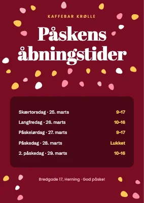 Påskens åbningstider — æggekonfetti