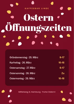 Öffnungszeiten an Ostern — Eier-Konfetti
