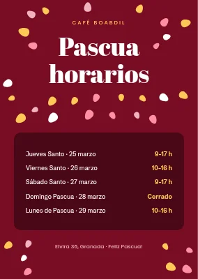 Horario de Pascua — confeti de huevos