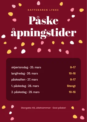 Påskeåpningstider — eggkonfetti