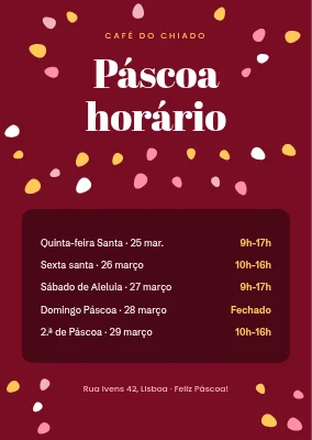 Horário de funcionamento na Páscoa — confetti de ovos
