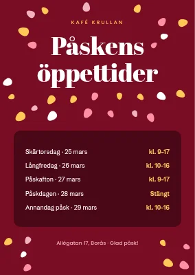 Påskens öppettider — Kafé Krullan i Borås