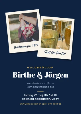 Guldbröllop — polaroidbilder förr och nu