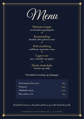 Side 2 af Nytårsmenu på restaurant i Odder