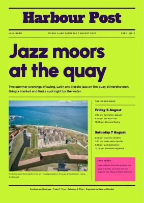 Harbour jazz — newspaper front page