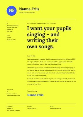 Cover letter — boarding school teacher