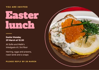 Easter lunch invitation — chocolate and pink